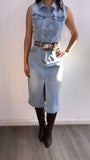 Palomino Button Down Midi Denim Dress- Light Wash