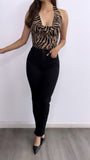 Vida Striped Halter Top- Mocha/Black