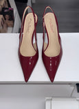 Sleek Flirtation Sling Back Heels- Cherry Red
