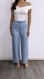 Talia High Rise Flowy Pants- Light Blue