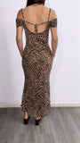 Got Me Twisted Off Shoulder Maxi Dress- Leopard