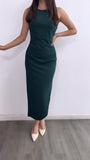 Lead You On Ruched Midi Dress- Hunter Green