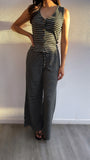 Arena Striped Vest + Flowy Pant Set- Black/White