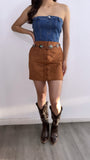 Shyla Denim Tube Corset Top- Medium Wash