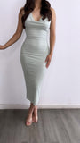 Dance The Night Halter Mesh Midi Dress- Sage
