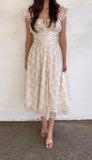 Bloom In Spring Floral Midi Dress- Ivory/Sage