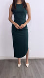 Lead You On Ruched Midi Dress- Hunter Green