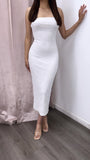 Cielito Lindo Floral Velvet Tube Midi Dress- White