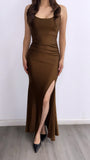 Made For Dancing Ruched Maxi Dress- Bronze