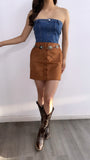 Shyla Denim Tube Corset Top- Medium Wash