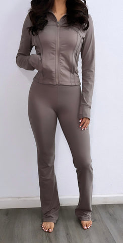 Athleisure High Rise Flare Leggings- Mocha