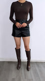 Night Dreamer High Rise Faux Leather Shorts- Black