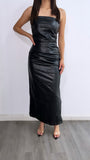 Meet For Drinks Faux Leather Tube Maxi Dress- Black