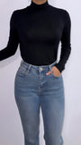 Mock Neck Long Sleeve Top- Black