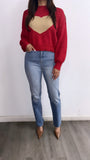 Most Hearted Sweater- Red/Tan