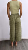 Ellen Floral Flowy Pants- Olive