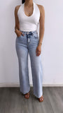 Rubén High Waisted Vintage Wide Leg Denim Jeans- Light Wash
