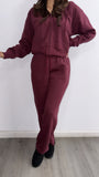 Sunday Afternoon Straight Leg Sweat Set- Burgandy