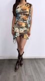 Safaera Frilled Mesh Mini Skirt Set- Multi