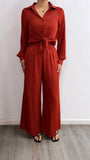 Sunny Sensation Flowy Pant Set- Burnt Orange