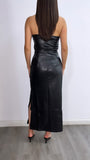 Meet For Drinks Faux Leather Tube Maxi Dress- Black