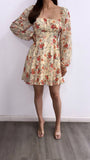 Toscana Floral Flowy Mini Dress- Soft Yellow
