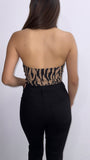 Vida Striped Halter Top- Mocha/Black