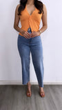 Bel Textured Halter Top- Soft Orange