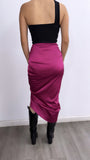 Capri Satin Midi Skirt- Magenta