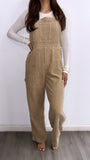 Fall Is Calling Corduroy Straight Leg Overalls- Taupe