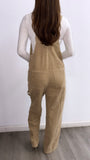 Fall Is Calling Corduroy Straight Leg Overalls- Taupe