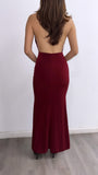 Holiday Spirit Mesh Halter Maxi Dress- Burgandy