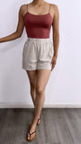 Set N Go Acid Wash Jogger Shorts- Beige