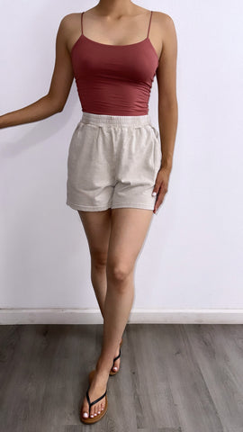 Set N Go Acid Wash Jogger Shorts- Beige