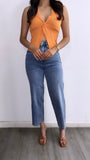 Bel Textured Halter Top- Soft Orange