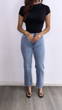Isaak High Rise Relaxed Straight Leg Jeans- Medium Wash