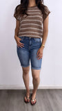 Mari Striped Knitted Top- Brown/Cream