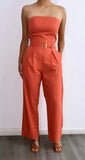 De Dia Linen Tube Jumpsuit- Coral