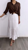 Arlo Button Down Linen Top- Chocolate
