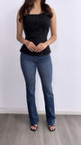 Leslie Front Slit Button Down Top- Black