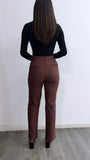 Minimalist High Rise Straight Leg Pants- Brown