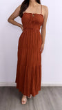 Getty Villa Crinkled Maxi Dress- Rust