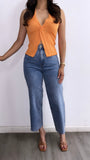 Bel Textured Halter Top- Soft Orange