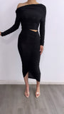 Coqueta Ruched Maxi Skirt Set- Black