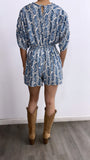Feeling Groovy Flowy Romper- Blue/White