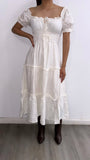 Igual Que Un Angel Eyelet Flowy Midi Dress-Cream