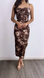 Between Us Floral Maxi Dress- Brown