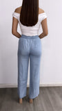 Talia High Rise Flowy Pants- Light Blue