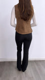 Sleeveless Fleece Vest- Brown
