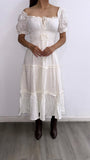Igual Que Un Angel Eyelet Flowy Midi Dress-Cream